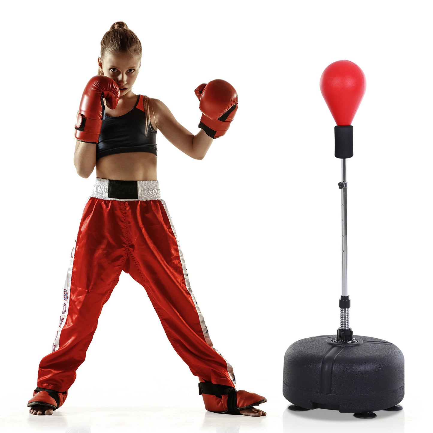 Adjustable Height Free Standing Boxing Bag Set with 6 Suction Cups and Boxing Gloves, for Exercise Training Strength Training Equipment at Gallery Canada