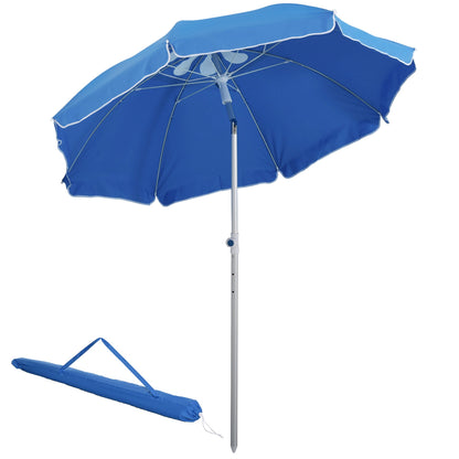 Arc. 6.4ft Beach Umbrella with Aluminum Pole Pointed Design Adjustable Tilt Carry Bag for Outdoor Patio Blue Beach Umbrellas Blue  at Gallery Canada