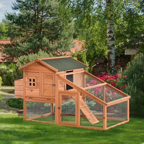 Wooden Chicken Coop Hen House with Nesting Box, Tray, Lockable Door, Yellow