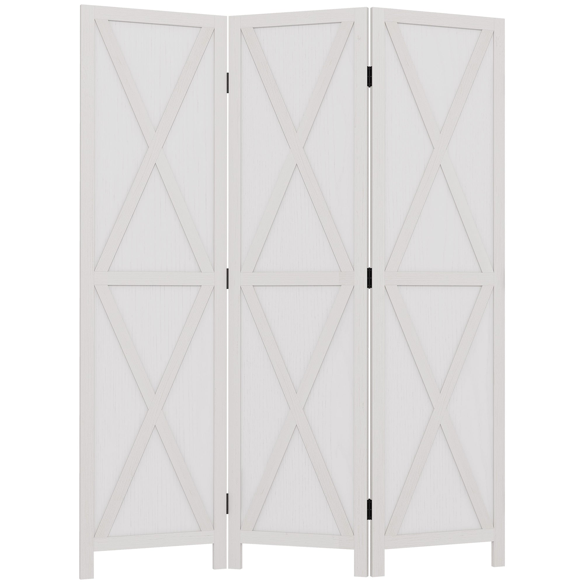 3-panel Wall Partition Farmhouse Room Separator with Foldable Design Wooden Frame 5.6FT, White Room Dividers at Gallery Canada