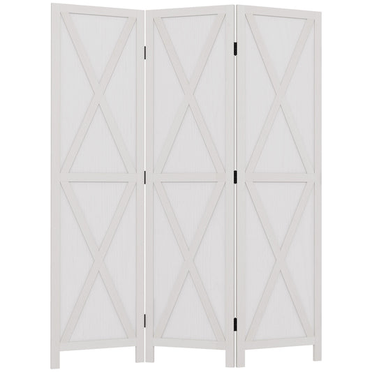 3-panel Wall Partition Farmhouse Room Separator with Foldable Design Wooden Frame 5.6FT, White Room Dividers at Gallery Canada