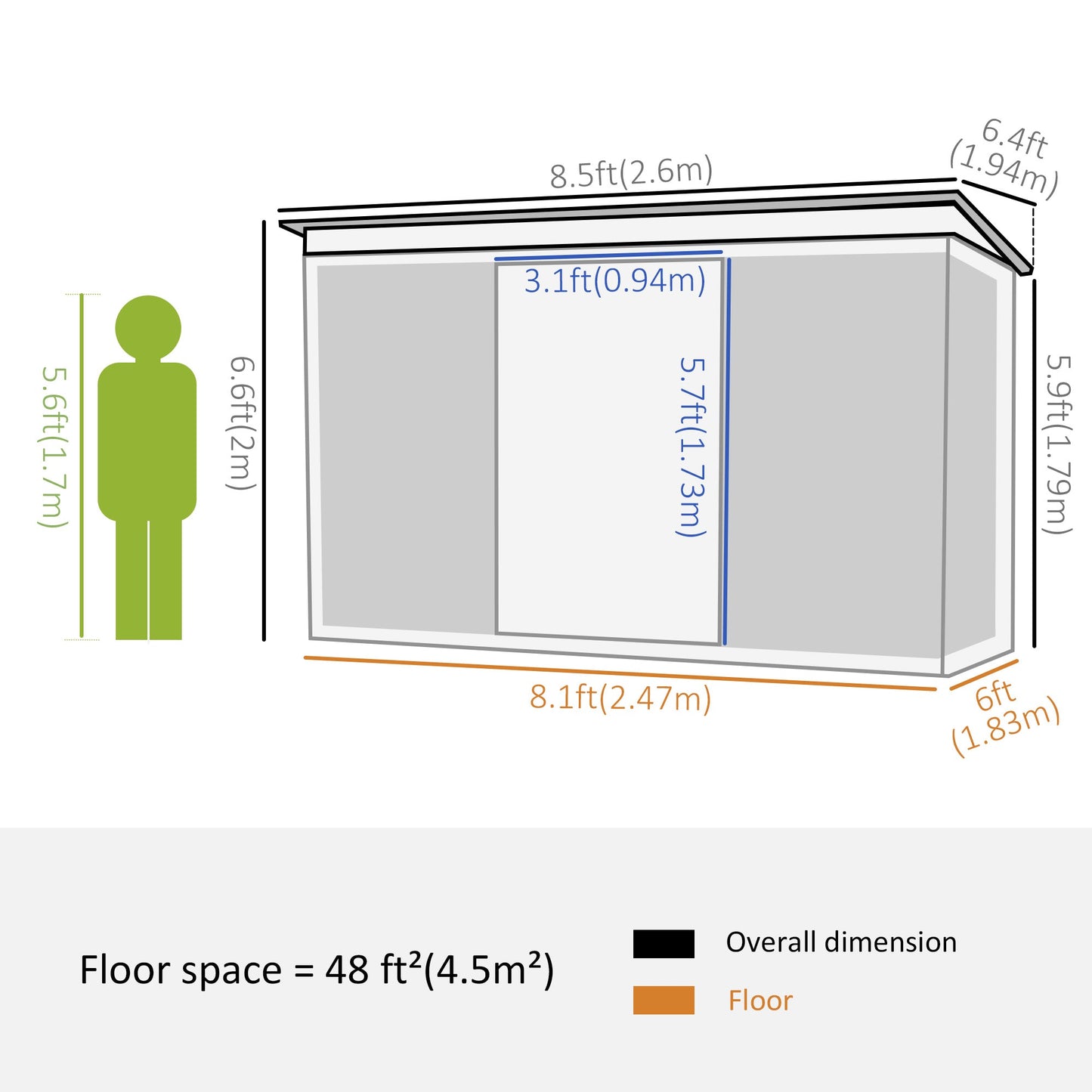 6' x 8.5' Outdoor Metal Garden Shed Utility Tool Storage Steel Backyard House, Grey Sheds   at Gallery Canada