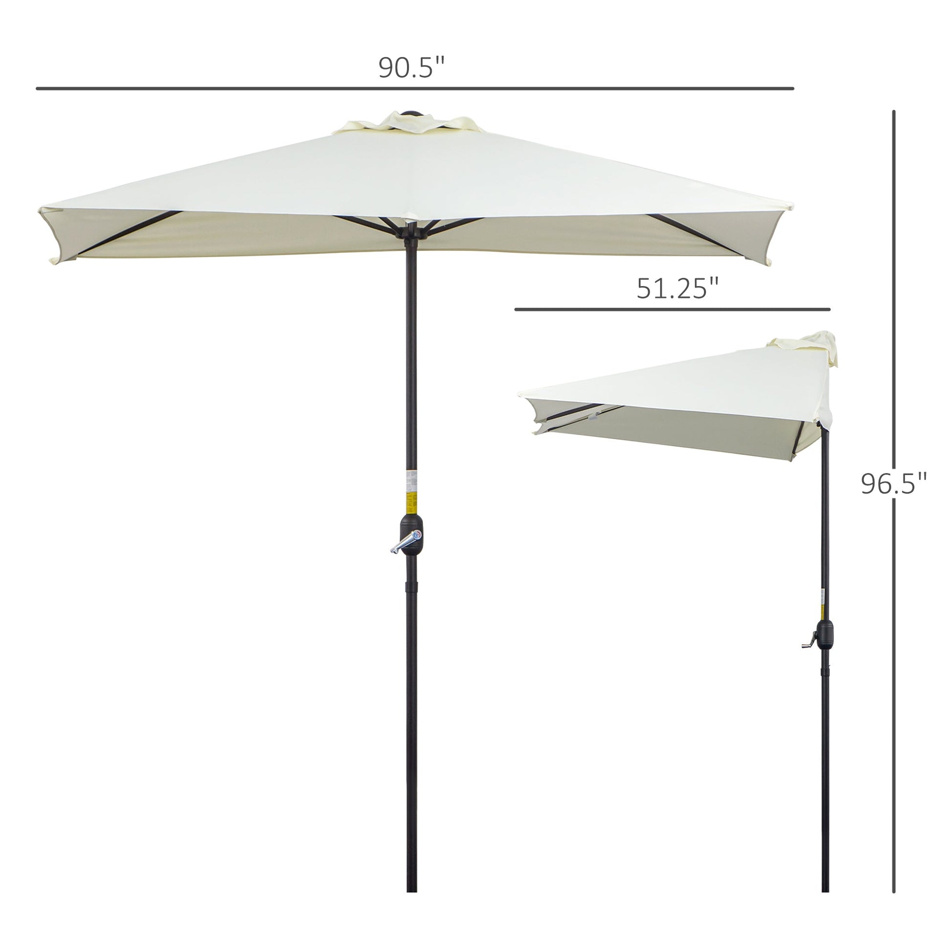 8ft Half Round Umbrella Outdoor Balcony Parasol Patio Garden Outdoor Window Sun Shade w/ 5 Ribs Beige Sun Umbrellas   at Gallery Canada