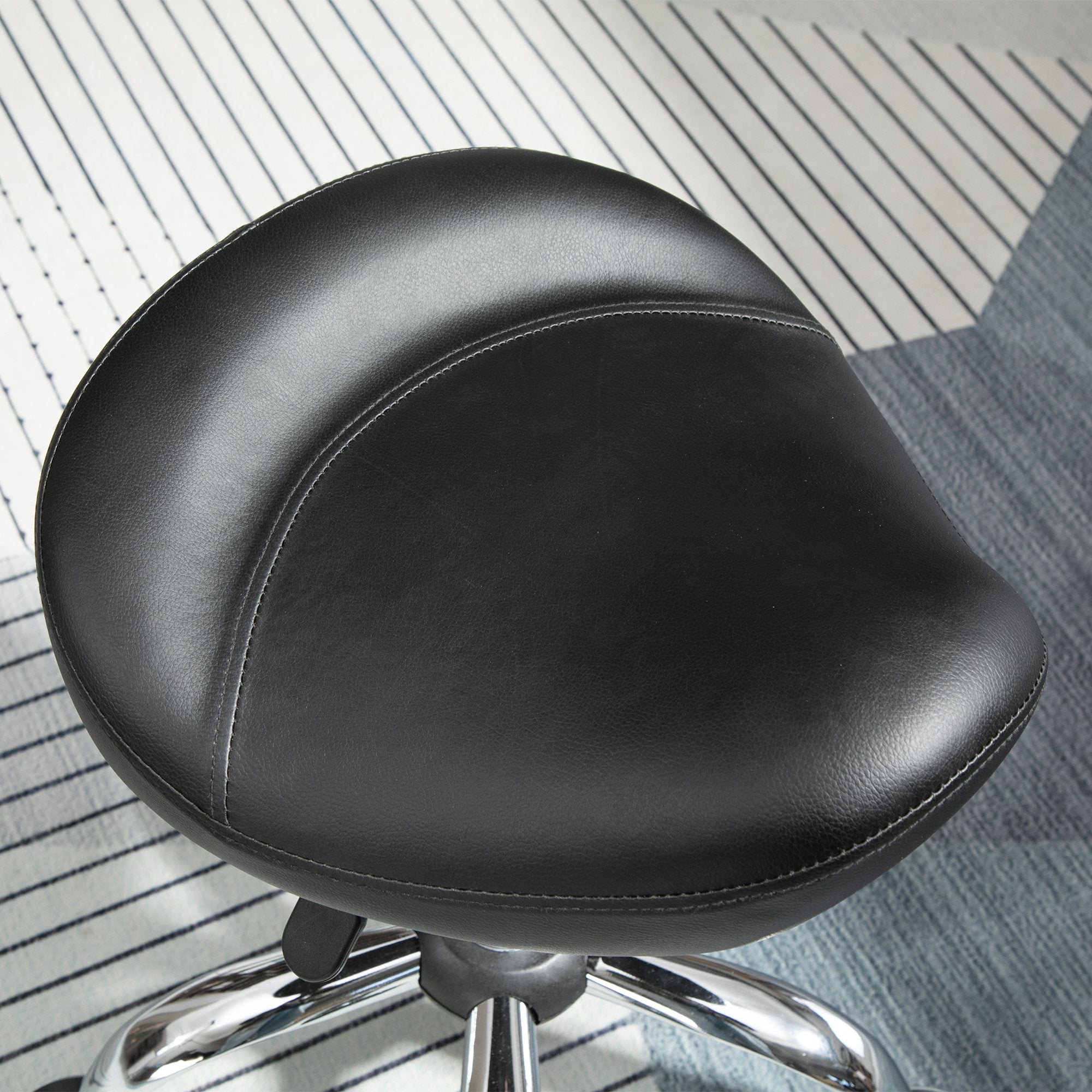 Saddle Stool, Height Adjustable Rolling Salon Chair with PU Leather for Massage, Spa, Clinic, Beauty and Tattoo, Black Salon Stools   at Gallery Canada