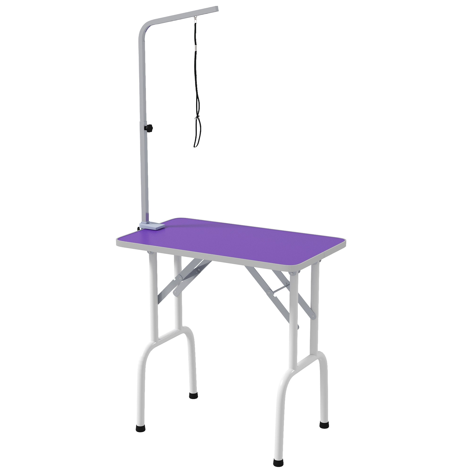 Foldable Pet Grooming Table for Dogs and Cats with Adjustable Arm, Non-slip Surface, Purple Dog Grooming Tables   at Gallery Canada