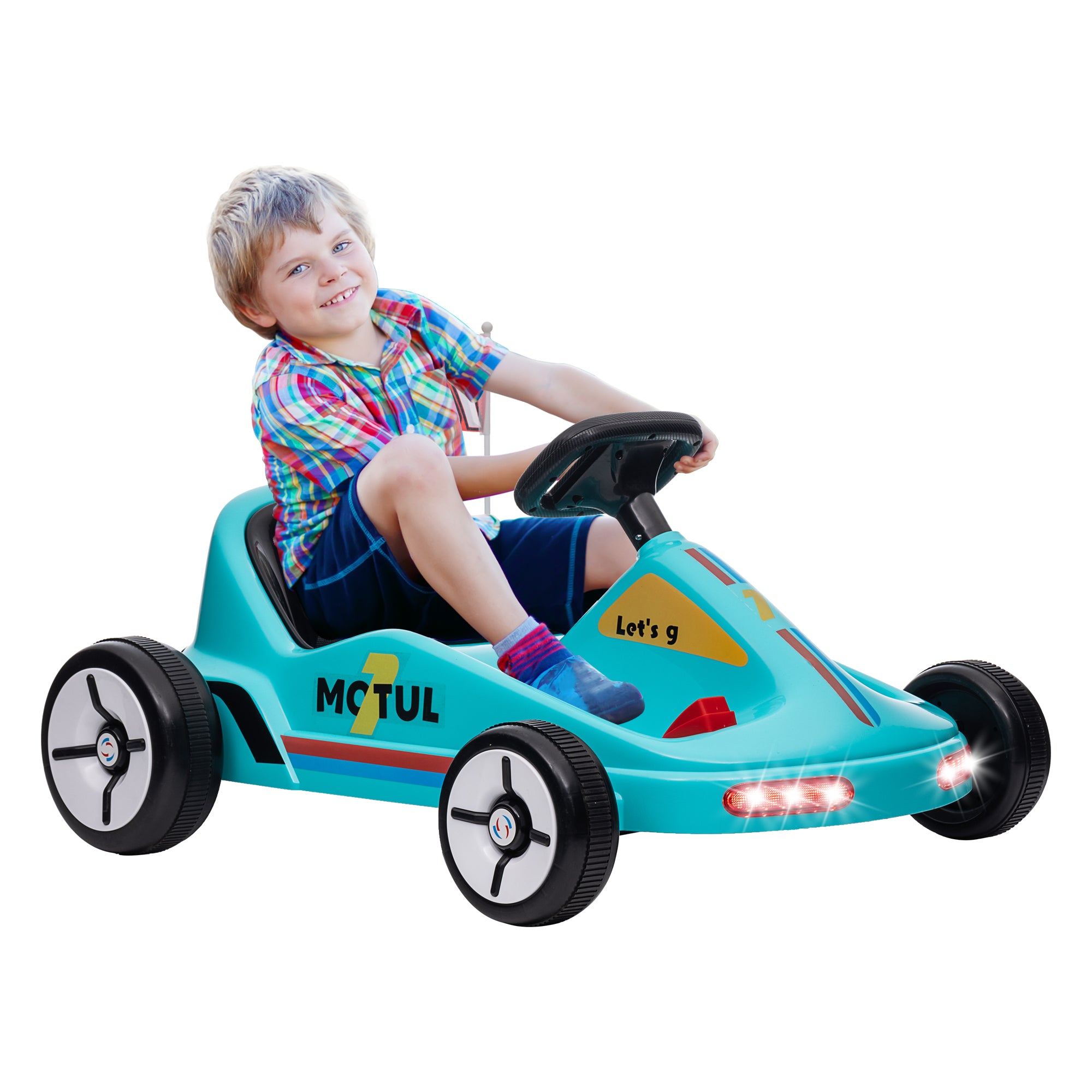 6V Electric Go Kart for Aged 3-5 Kids with Music, Light, Horn, Blue Pedal Go Karts for Kids at Gallery Canada