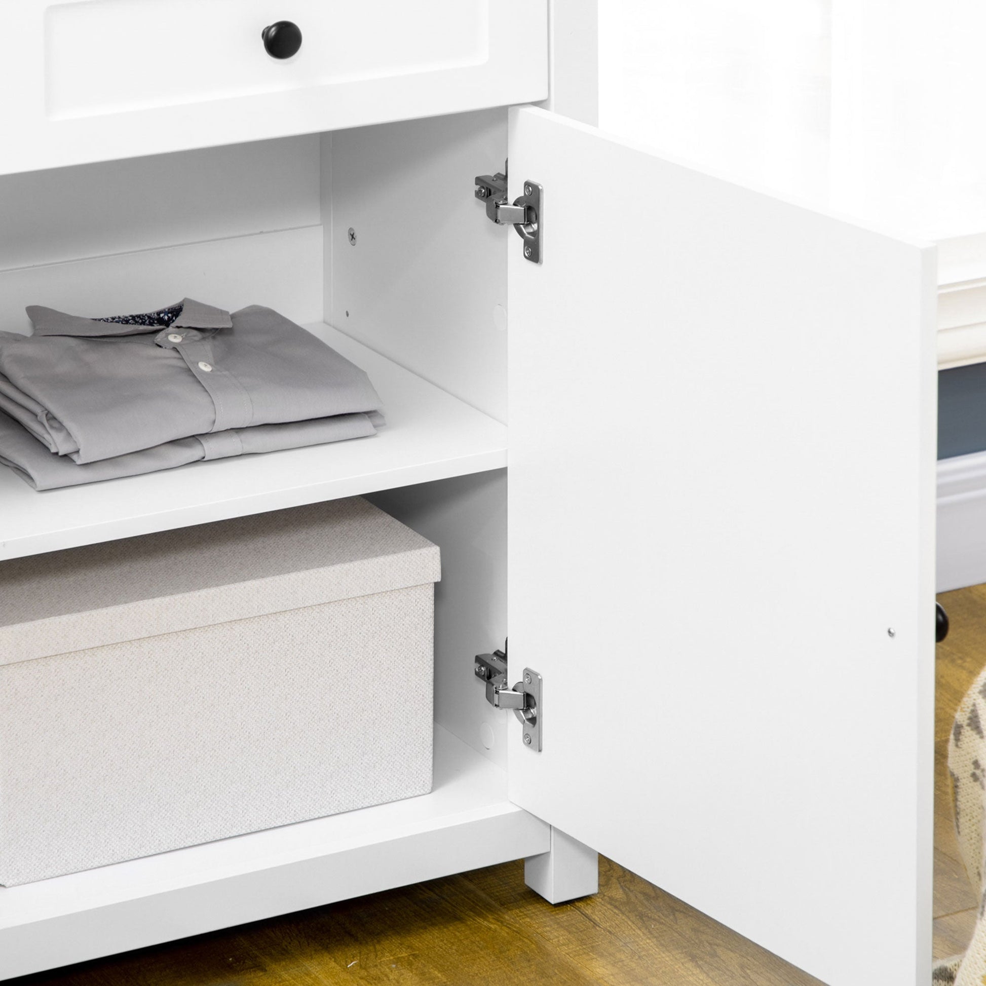 Sideboard, Modern Kitchen Storage Cabinet with Drawers and Adjustable Shelf, for Living Room and Entryway, White Storage Cabinets   at Gallery Canada