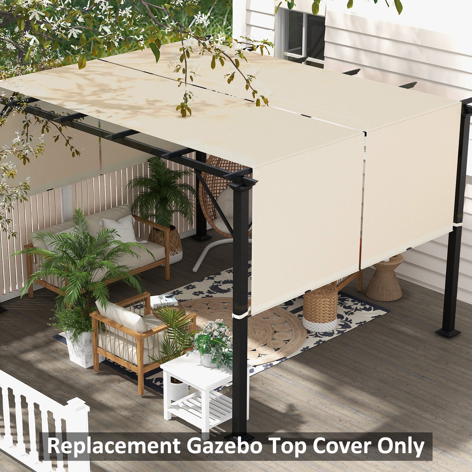 2 Pcs UV Protection Pergola Replacement Canopy, Pergola Shade Cover, Easy to Install, for 10' x 10' Pergola, Khaki Gazebo Canopy Replacement at Gallery Canada
