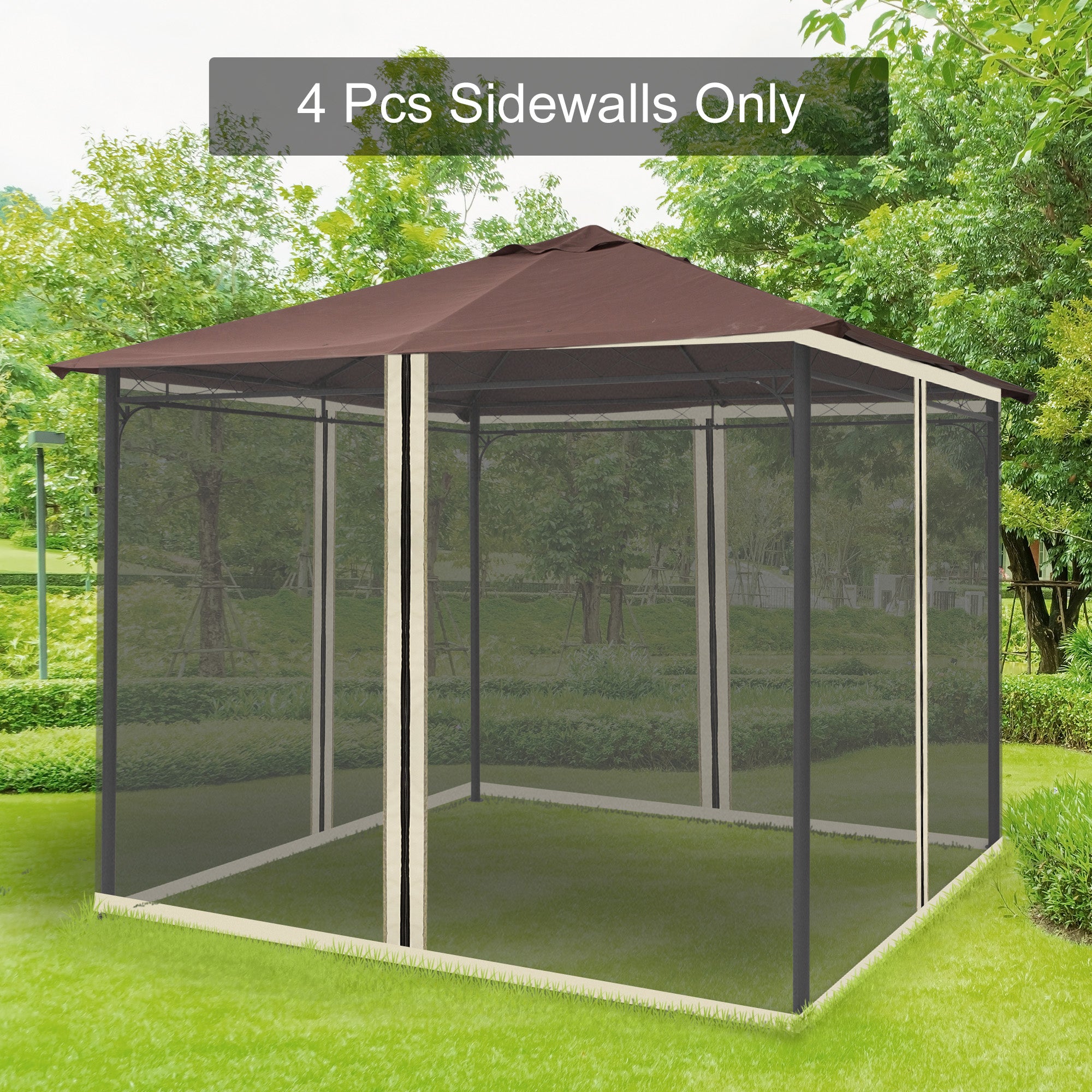 Replacement Mosquito Netting for Gazebo 10' x 10' Black Screen Walls for Canopy with Zippers for Parties and Outdoor Activities, Cream White Gazebo Sidewalls at Gallery Canada