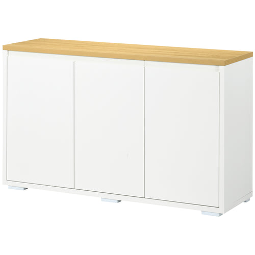 Sideboard Cabinet, Buffet Table with Three Doors and Adjustable Shelves for Living Room, Entryway, White