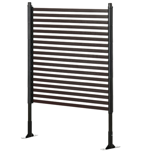 Picket Metal Garden Fence for Hard &; Soft Ground, 4 ft(H) Standing Outdoor Fencing with Feet, Animal Barrier Flower Bed Landscape Edging, Brown