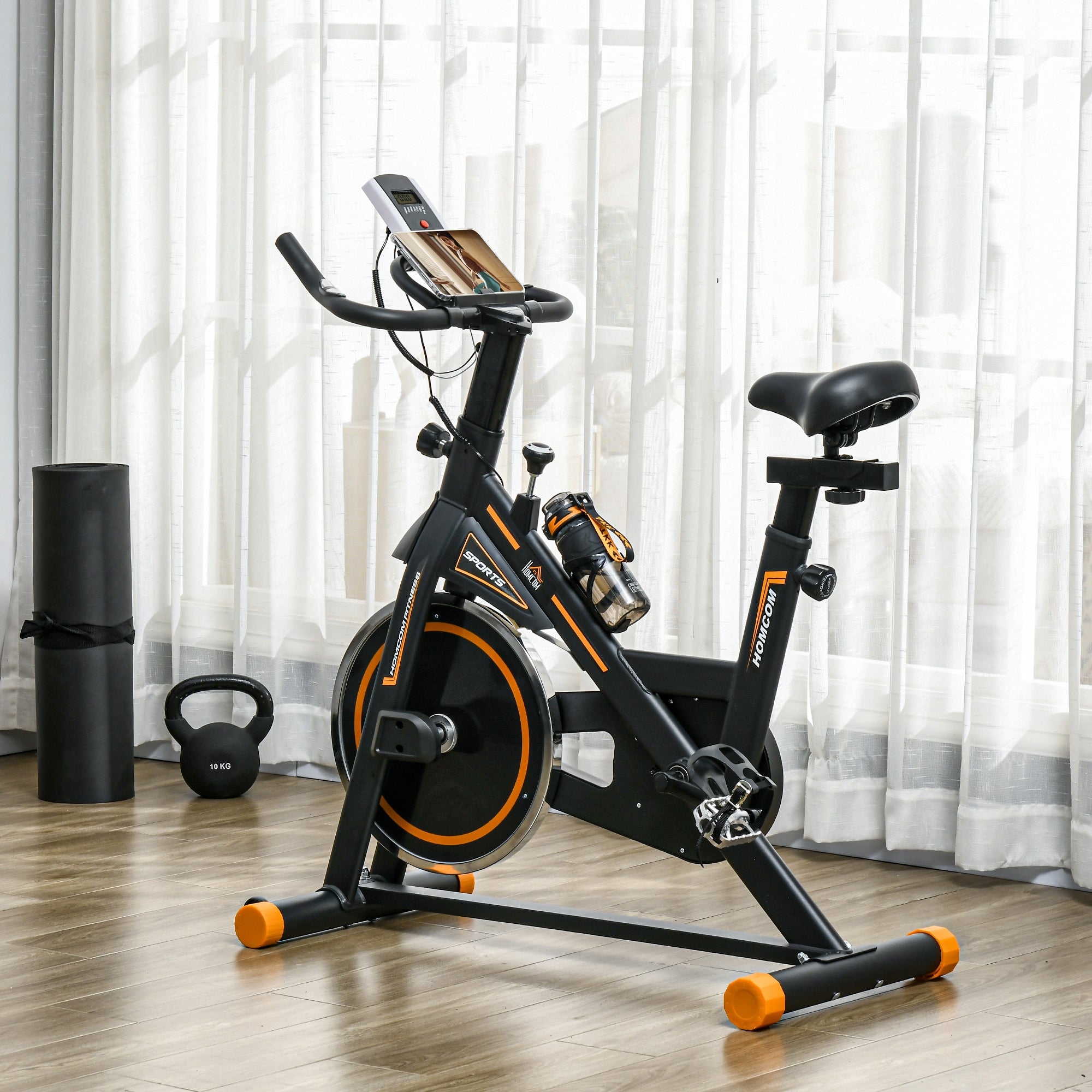 Upright Stationary Exercise Bike, Cardio Workout Training Bicycle w/ Adjustable Resistance LCD Monitor, Orange Exercise & Stationary Bikes at Gallery Canada