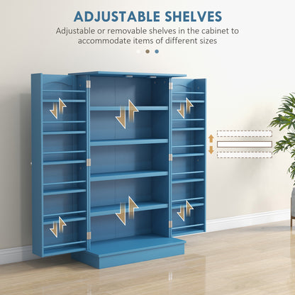 41" Storage Cabinet, 2-Door Kitchen Pantry Cabinet with 5-tier Shelving, 12 Spice Racks and Adjustable Shelves, Blue Kitchen Pantry Cabinets   at Gallery Canada