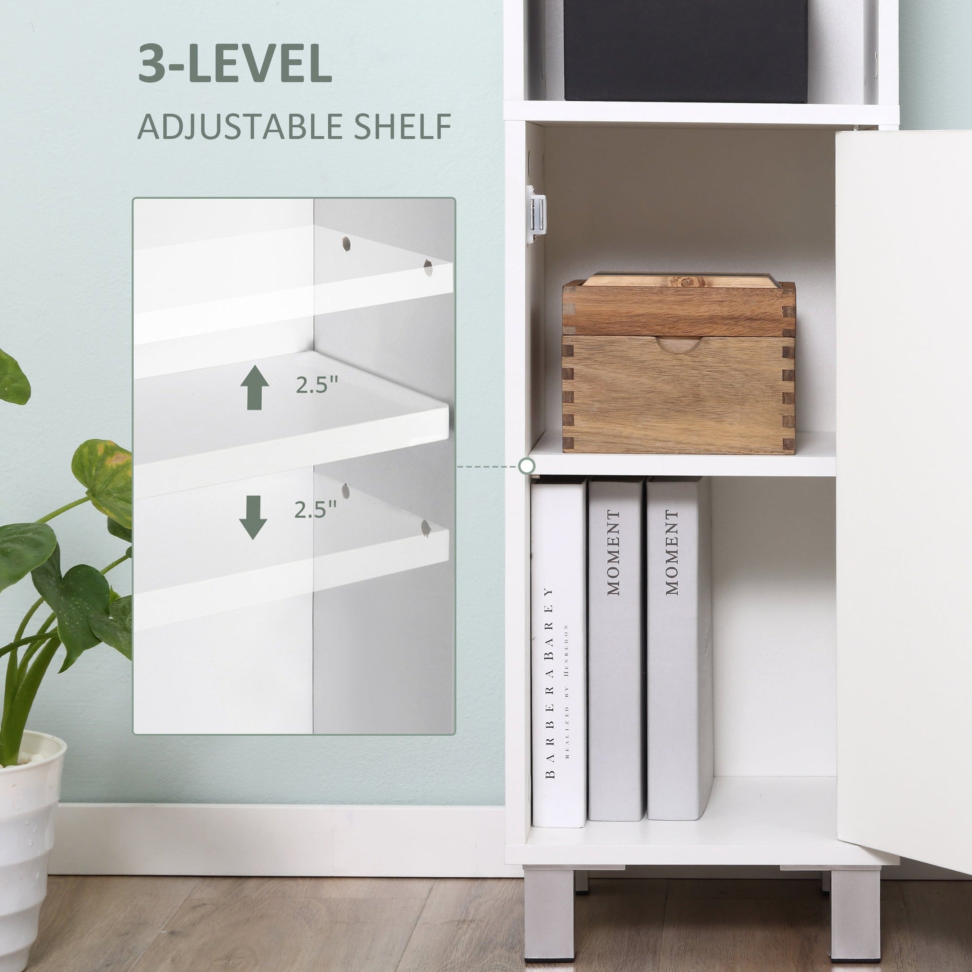 Tall Bathroom Storage Cabinet with Mirror, Freestanding Narrow Linen Tower Cabinet with Adjustable Shelves for Bathroom, White Bathroom Cabinets   at Gallery Canada