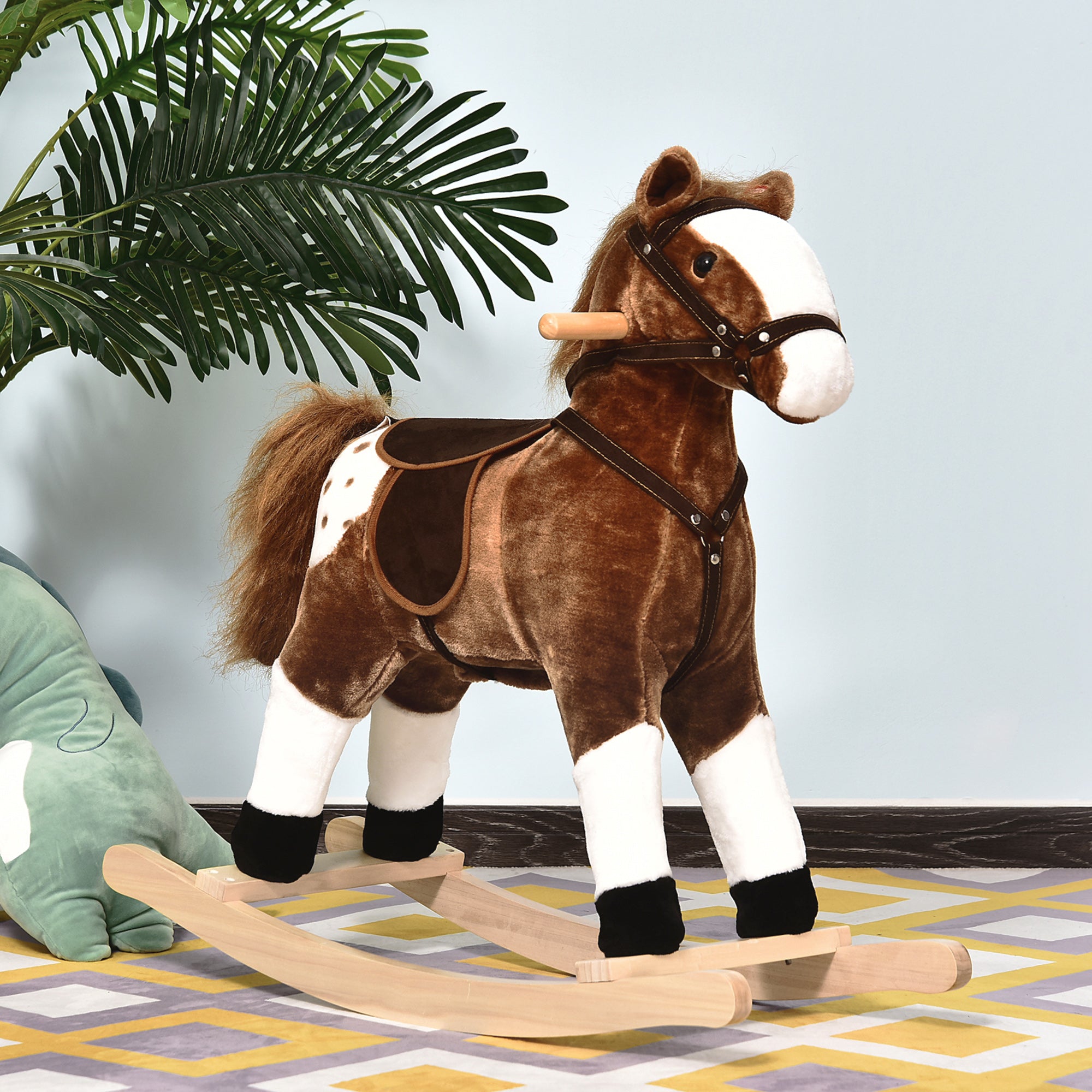 Rocking Horse Plush Pony Children Kid Ride on Toy w/ Realistic Sound (Brown) Rocking Horses at Gallery Canada