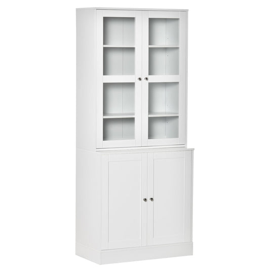 Bookcase Storage Cabinet with Doors, Modern Tall Bookshelf with 2 Adjustable Shelves, Display Unit for Study, Living Room, Office, White - Gallery Canada