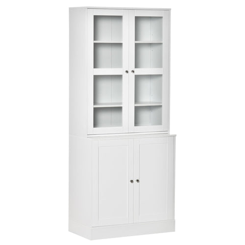 Bookcase Storage Cabinet with Doors, Modern Tall Bookshelf with 2 Adjustable Shelves, Display Unit for Study, Living Room, Office, White