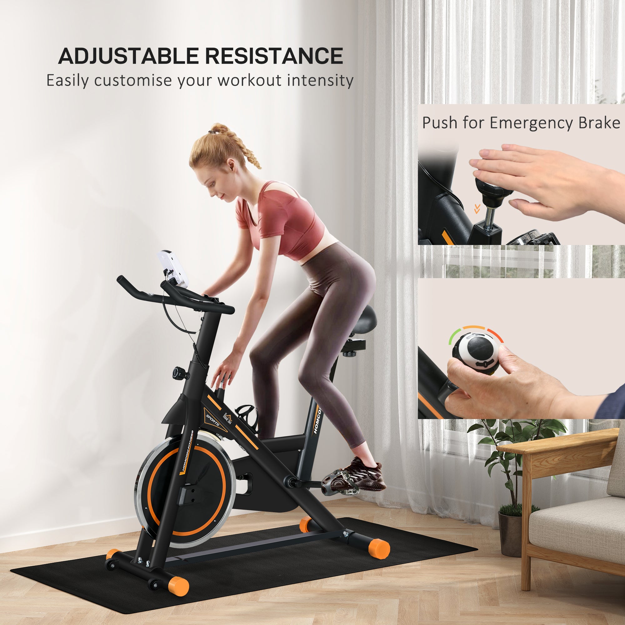 Upright Stationary Exercise Bike, Cardio Workout Training Bicycle w/ Adjustable Resistance LCD Monitor, Orange Exercise & Stationary Bikes at Gallery Canada