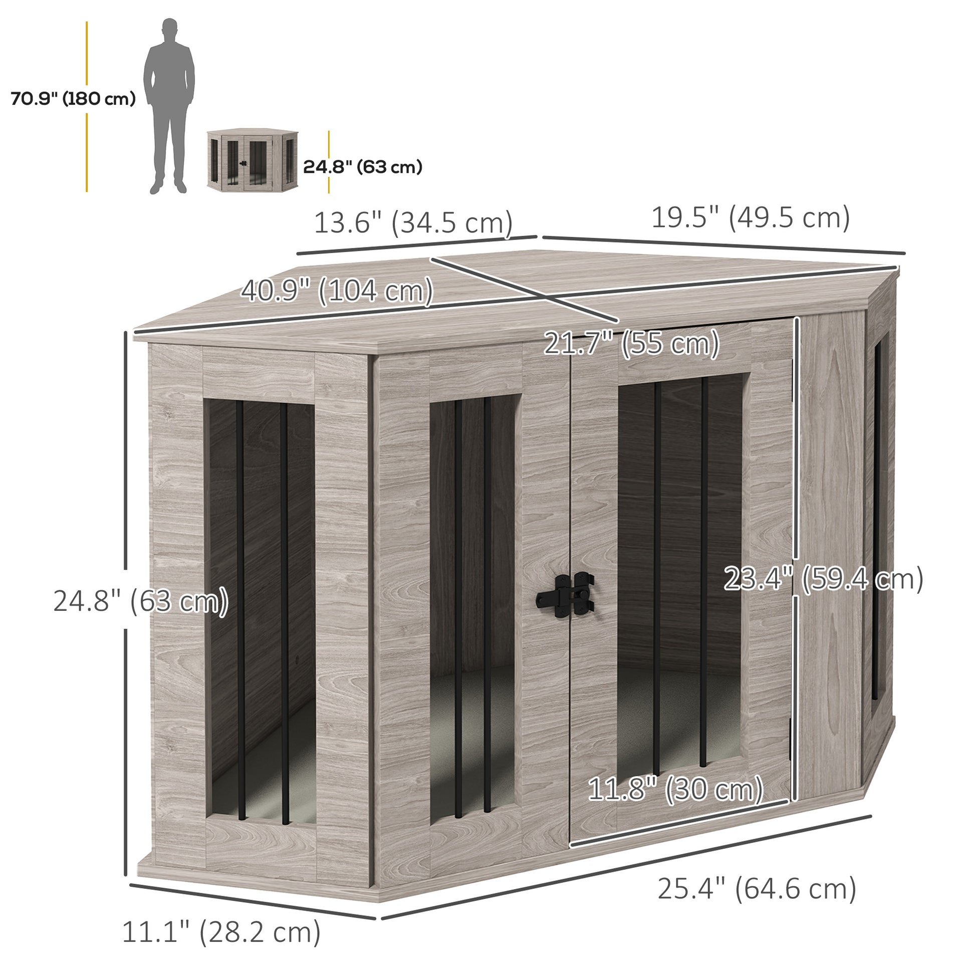 Dog Crate Furniture with Cushion, 41 Inch Conner Design Dog Crate End Table for Medium Dogs, Walnut Brown Houses, Kennels & Pens   at Gallery Canada