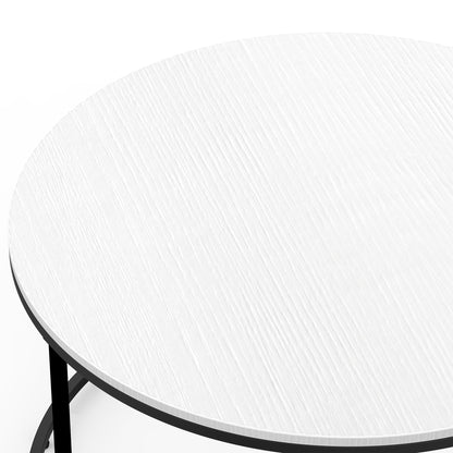 Round Coffee Table Sofa Side Table with a Modern Design, Black Metal Frame and Easy Maintenance, White Coffee Tables   at Gallery Canada