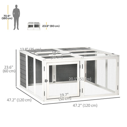 Rabbit Hutch with Openable Foldable Top, Door, for 1-4 Rabbits, for Outdoor, Backyard, Garden, Grey Rabbit Hutch   at Gallery Canada