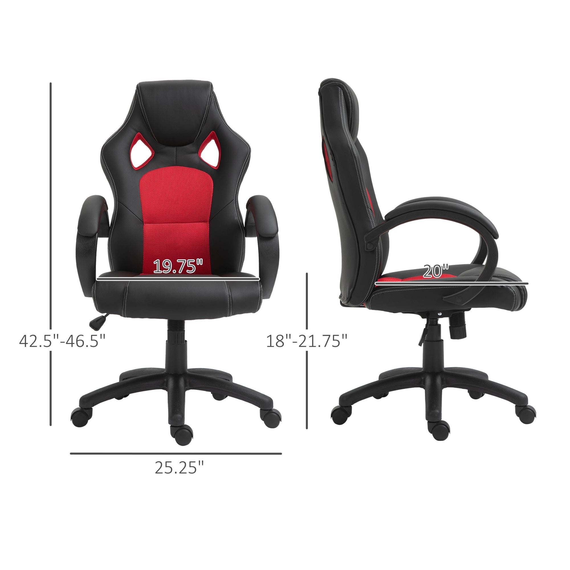 Racing Gaming Chair High Back Office Chair Computer Desk Gamer Chair with Swivel Wheels, Padded Headrest, Tilt Function, Red Video Game Chairs   at Gallery Canada