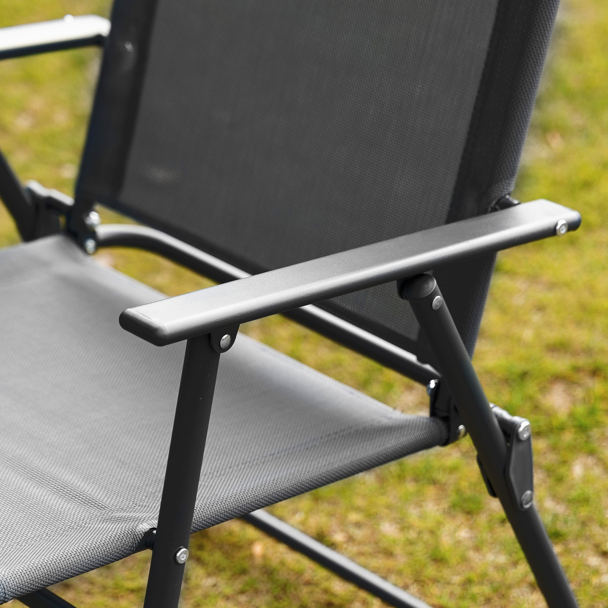 5 Pieces Patio Table and Chairs, Outdoor Dining Set with 4 Folding Chairs, Glass Tabletop and Parasol Hole, Black Outdoor Dining Sets at Gallery Canada