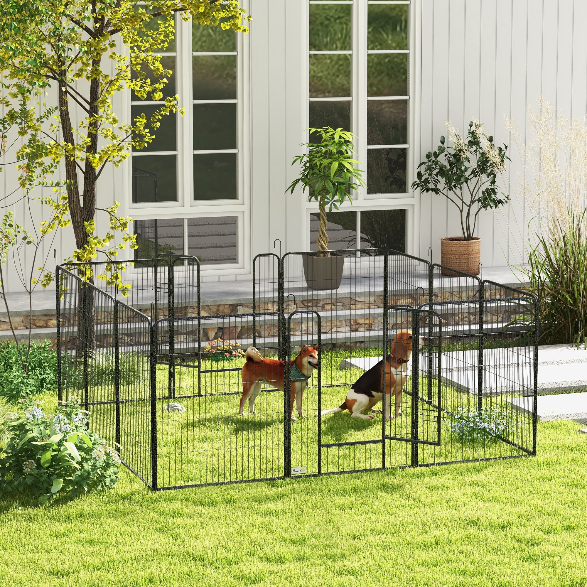 Dog Pen with Gate, 12 Panels Puppy Playpen, Dog Fence, 39