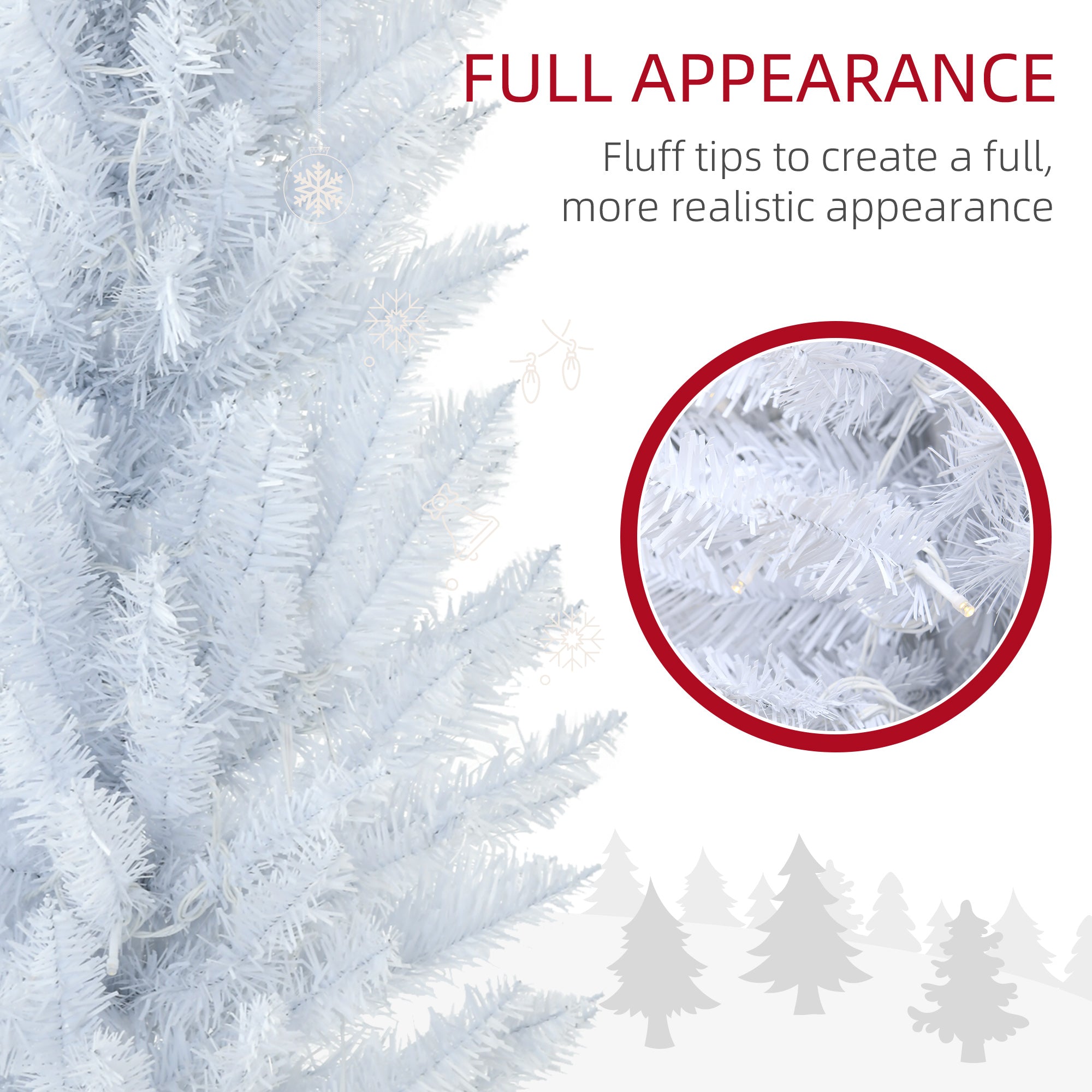 7' Pre Lit Artificial Pencil Christmas Trees, Xmas Tree with Realistic Branches and Warm White LED Lights, White Pencil Christmas Trees at Gallery Canada