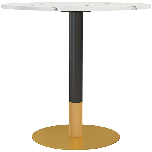 Round Dining Table, Modern Dining Room Table with Faux Marble Top, Steel Base, Space Saving Small Kitchen Table, White Bar Tables & Dining Tables White  at Gallery Canada