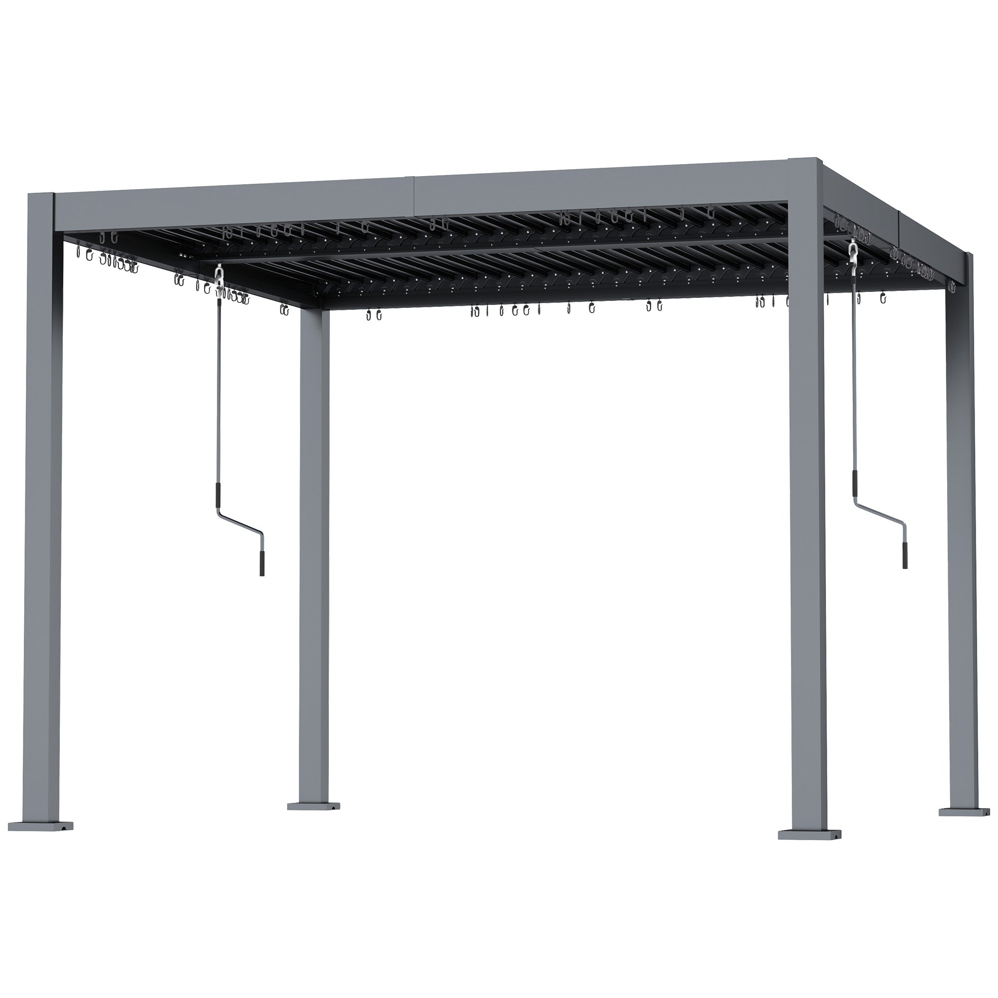 10' x 10' Louvered Pergola with Adjustable Metal Roof and Aluminum Frame, Outdoor Hardtop Gazebo with Drainage System Pergolas Dark Grey at Gallery Canada