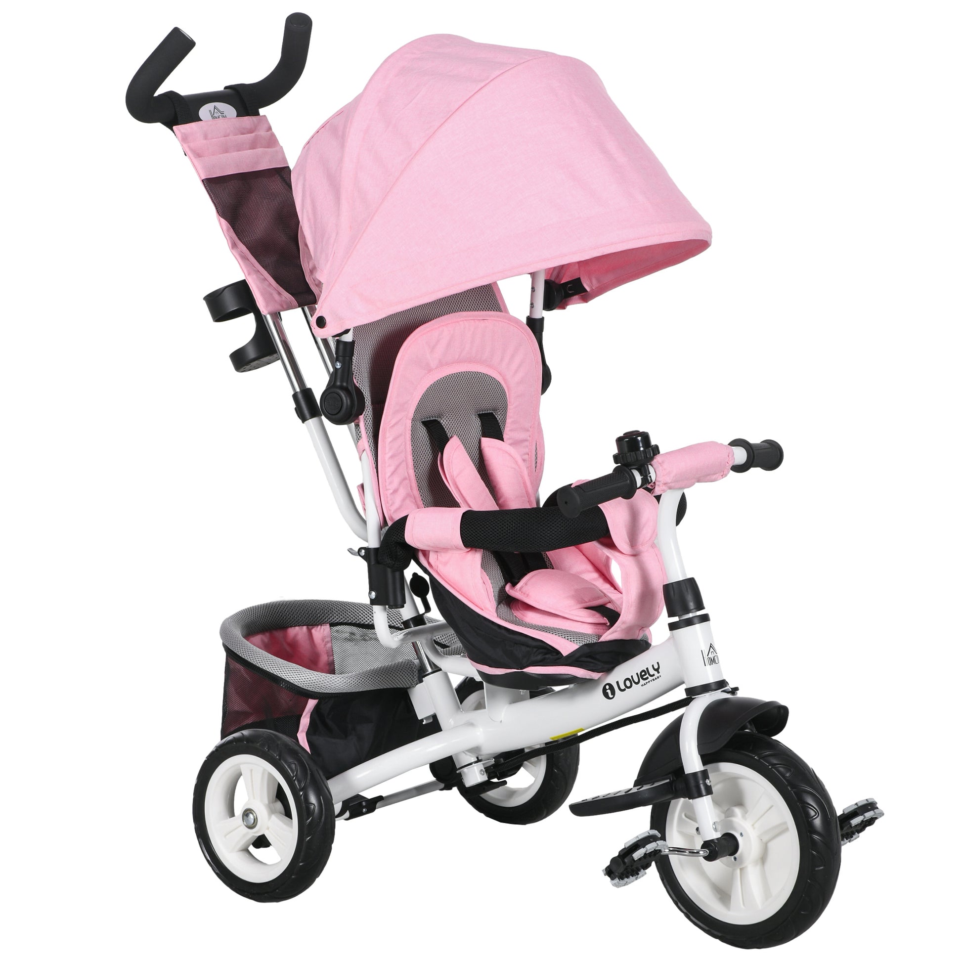 4 in 1 Tricycle for Toddler 1-5 Years with Parent-Push Handle, Pink Tricycles for Kids   at Gallery Canada