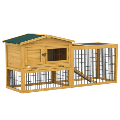 Wood Rabbit Hutch w/ Ramp, Openable Roof, Pull-out Tray, Yellow Rabbit Hutch Yellow  at Gallery Canada