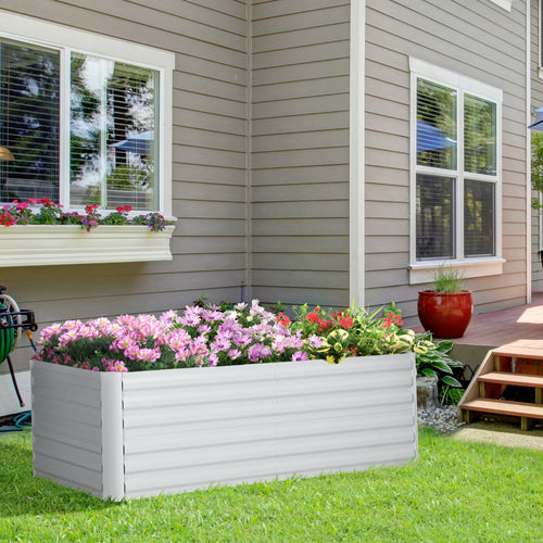 Galvanized Raised Garden Bed, Steel Outdoor Planters with Reinforced Rods, 71