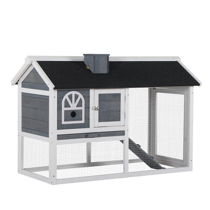 Wooden Rabbit Hutch with Run, Tray, Ramp, Asphalt Roof, Grey Rabbit Hutch Multi Colour  at Gallery Canada