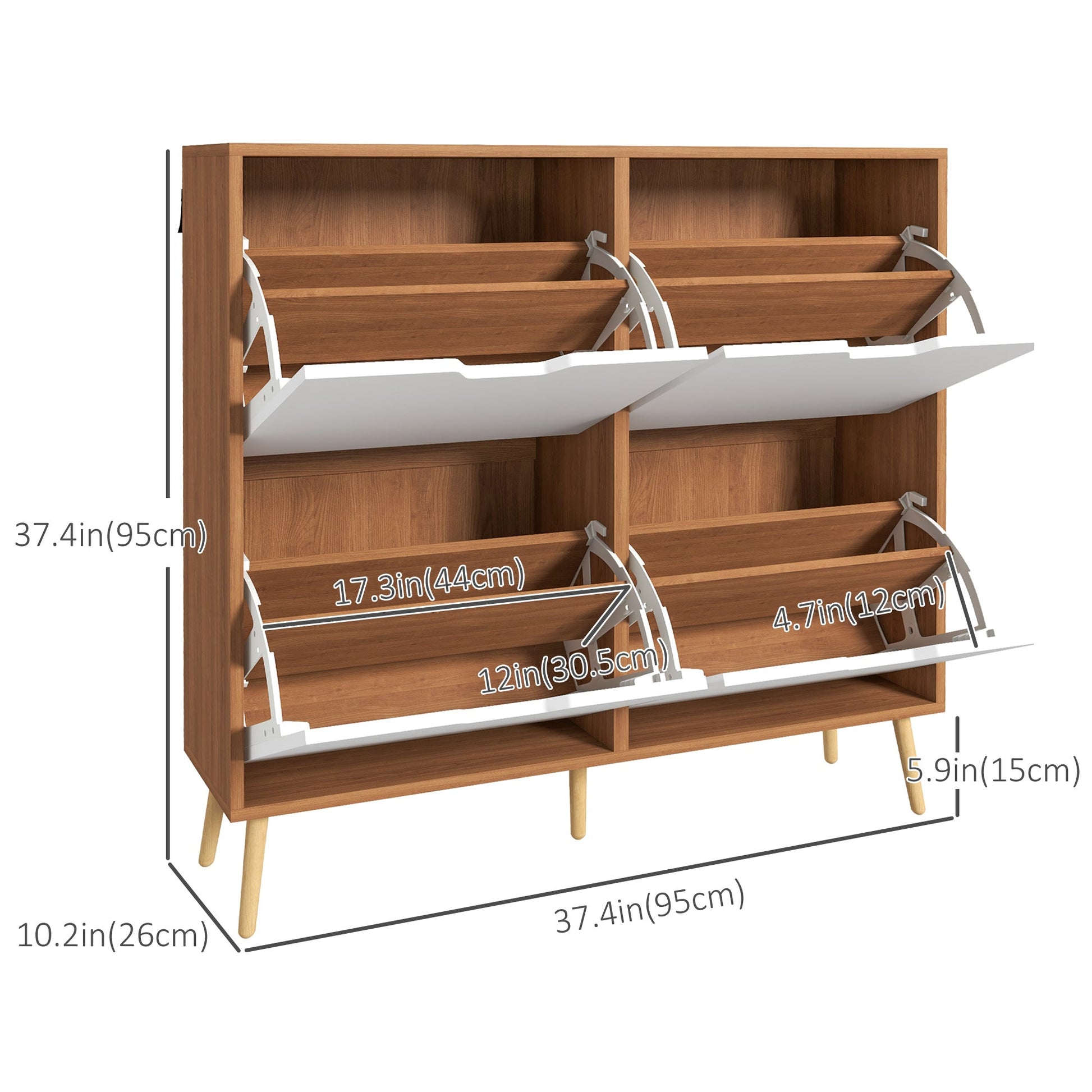 Shoe Cabinet with 4 Flip Drawers and Adjustable Shelf, Shoe Storage Organizer for 16 Pairs of Shoes Shoe Storage Cabinets & Racks   at Gallery Canada