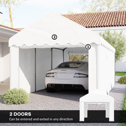 10 x 20ft Portable Garage Heavy Duty Carport with 2 Roll-up Doors and Removable Sidewalls for Car, Truck, Boat, White Car Shelters at Gallery Canada