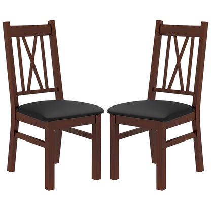 Farmhouse Dining Table Chairs Set of 2, Pine Wood Kitchen Table Chairs with PU Leather Cushion for Living Room, Bedroom Bar Stools   at Gallery Canada