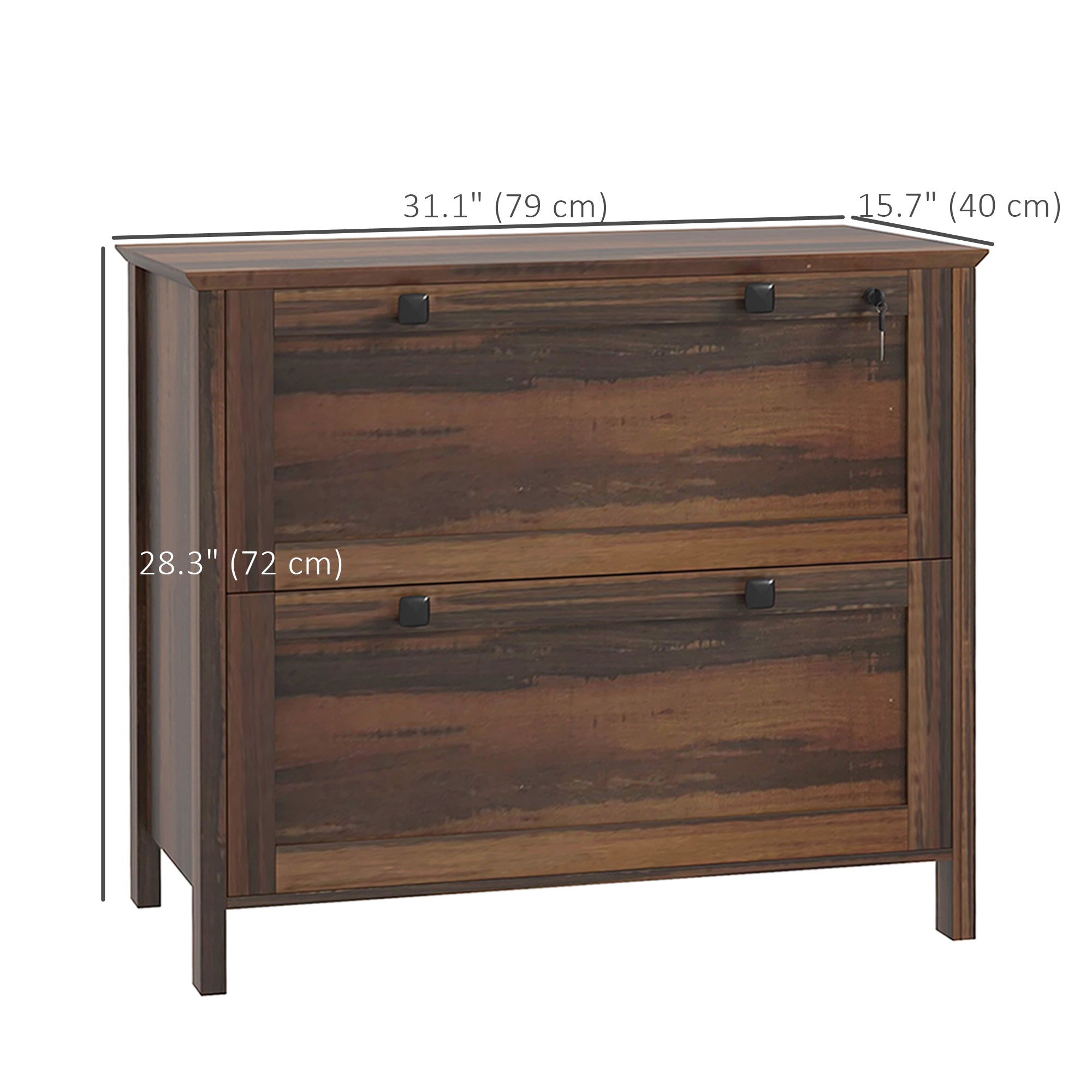 2 Drawer File Cabinet, Lockable Filing Cabinet with Adjustable Hanging Bar for Letter, A4 and Legal Size, Brown Office Cabinets & Cupboards at Gallery Canada