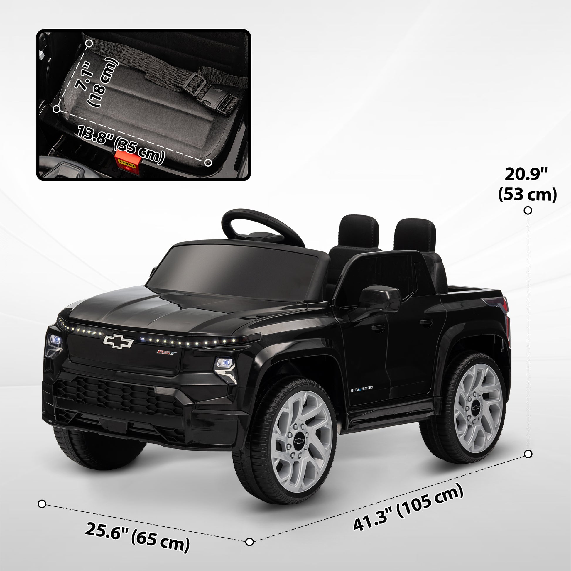 12V CHEVROLET SILVERADO EV RST Licensed Kids Car w/ Remote, Spring Suspension, Soft Start, Training Wheels, Black Electric Toy Cars   at Gallery Canada