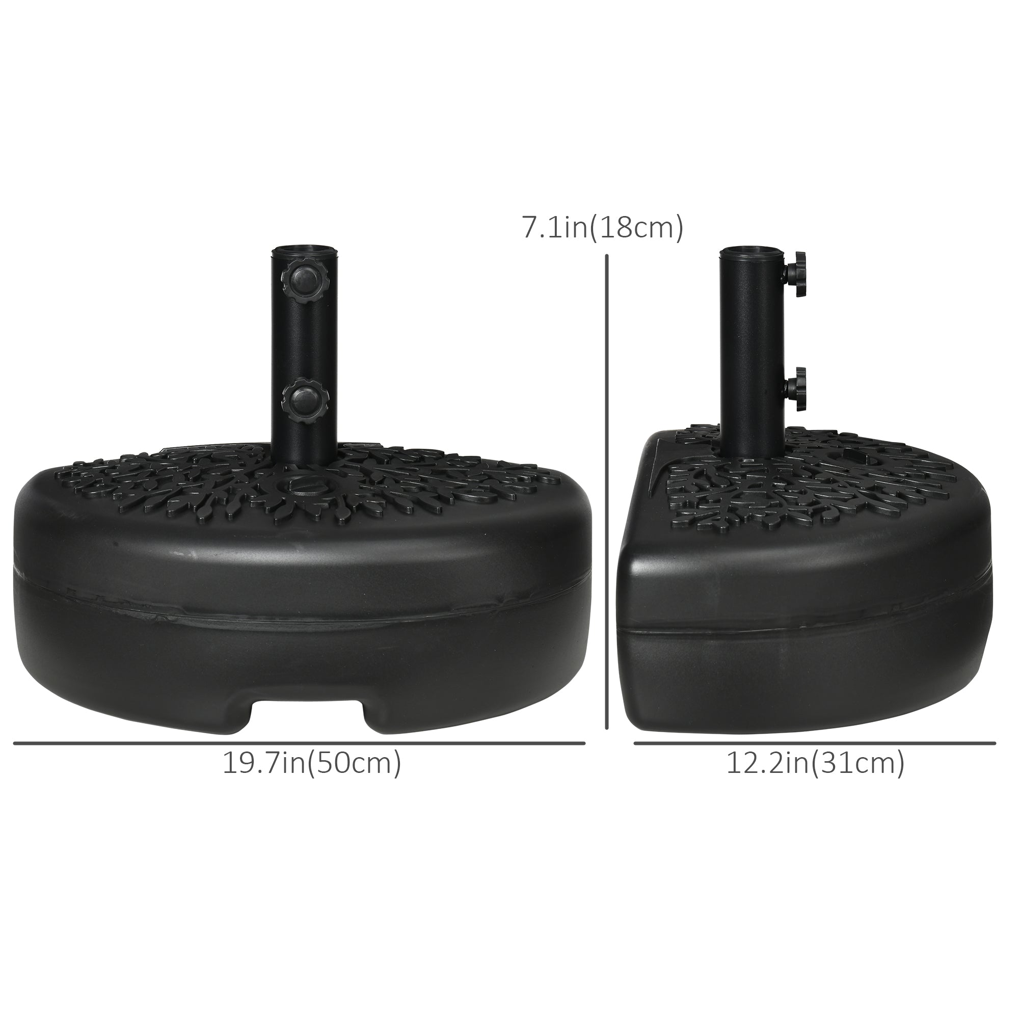 Half Round Umbrella Base, Sand or Water Filled Half Patio Umbrella Stand Holder 40lb Water or 46lb Sand, Black Umbrella Bases at Gallery Canada