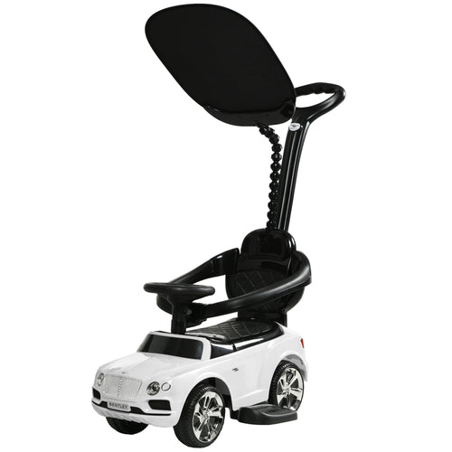 Bentley Bentayga Licensed Push Car, 3 in 1 Kids Ride on Car Foot to Floor w/ Music Horn, White