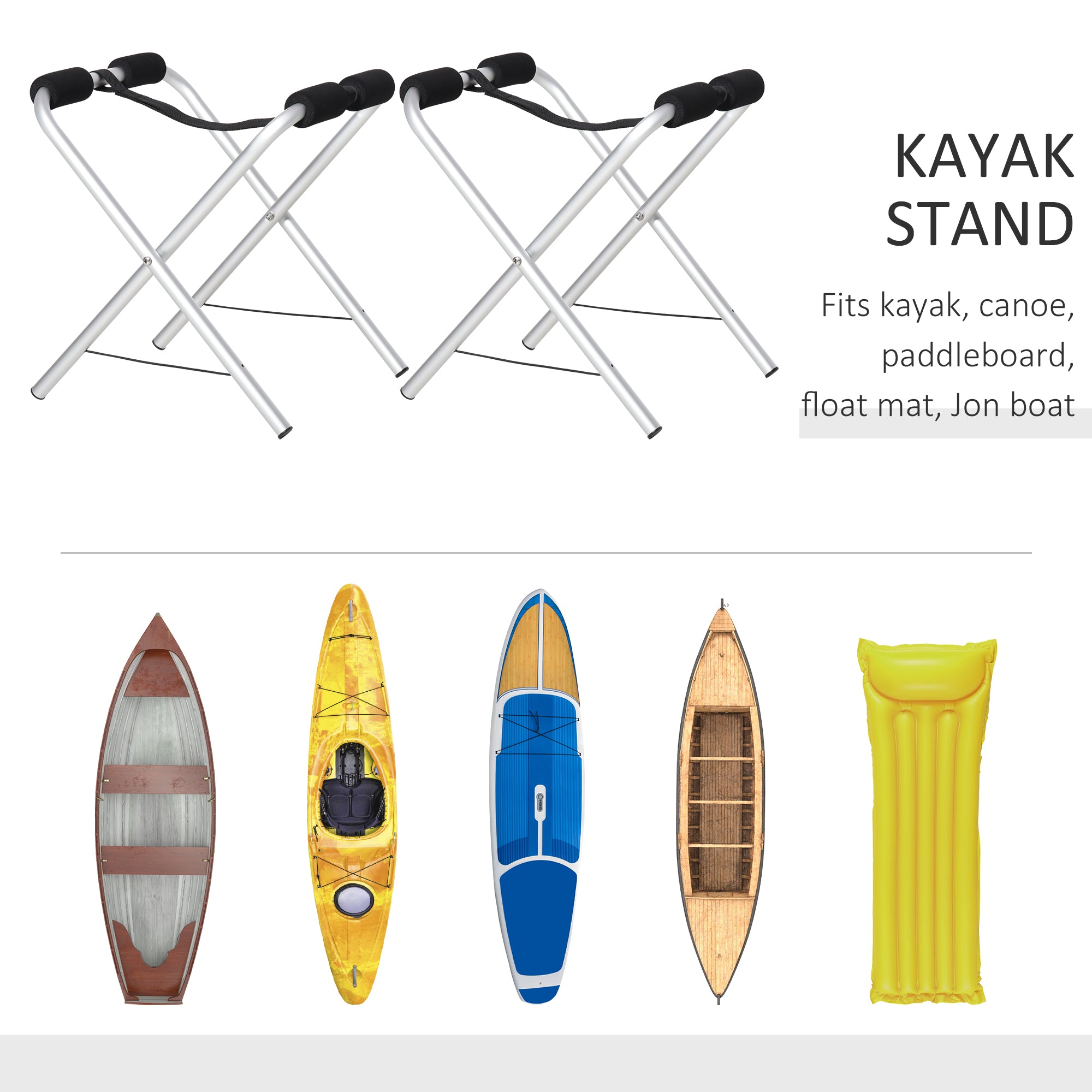 2 Pieces Universal Kayak Storage Stand &; Rack for Cleaning, Storing, &; Maintenance with Aluminum Frame &; Folding Design Kayak Carts at Gallery Canada
