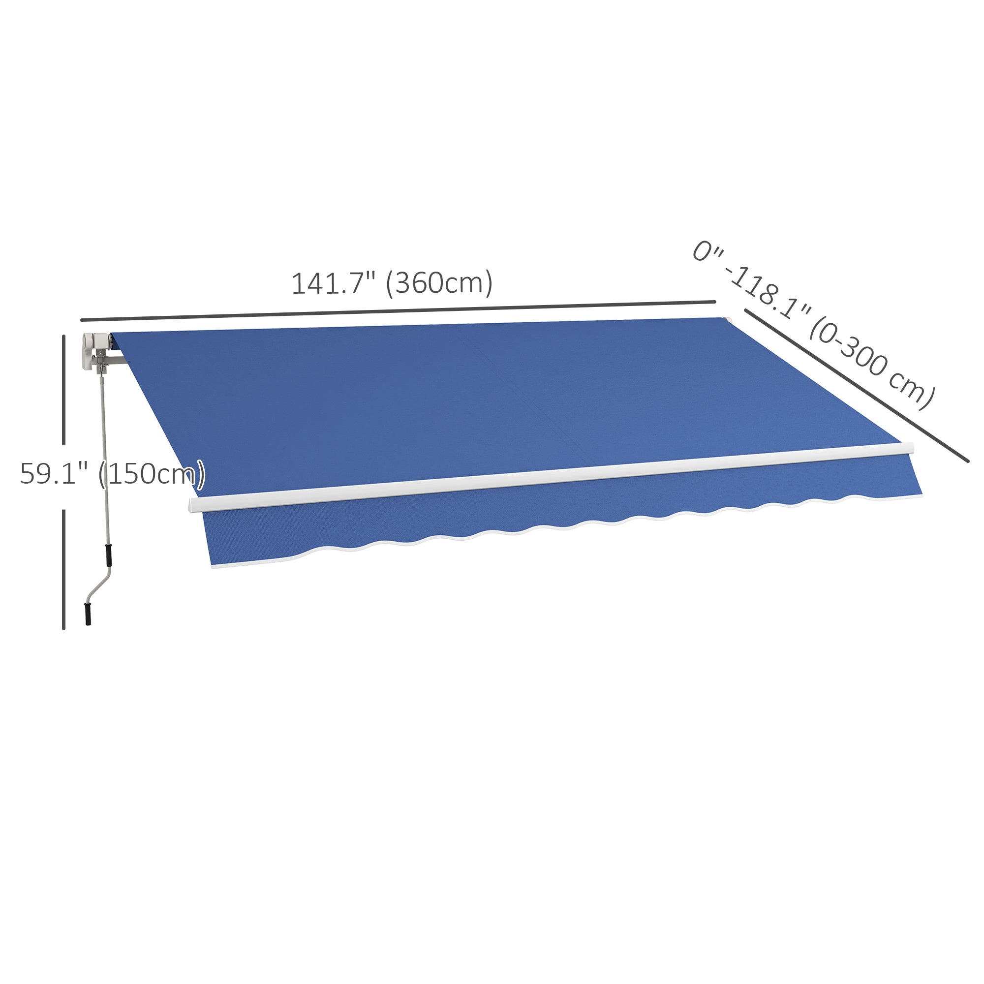 12' x 10' Manual Retractable Awning Outdoor Sunshade Shelter with Adjustable &; Versatile Design, Dark Blue Patio Awnings at Gallery Canada