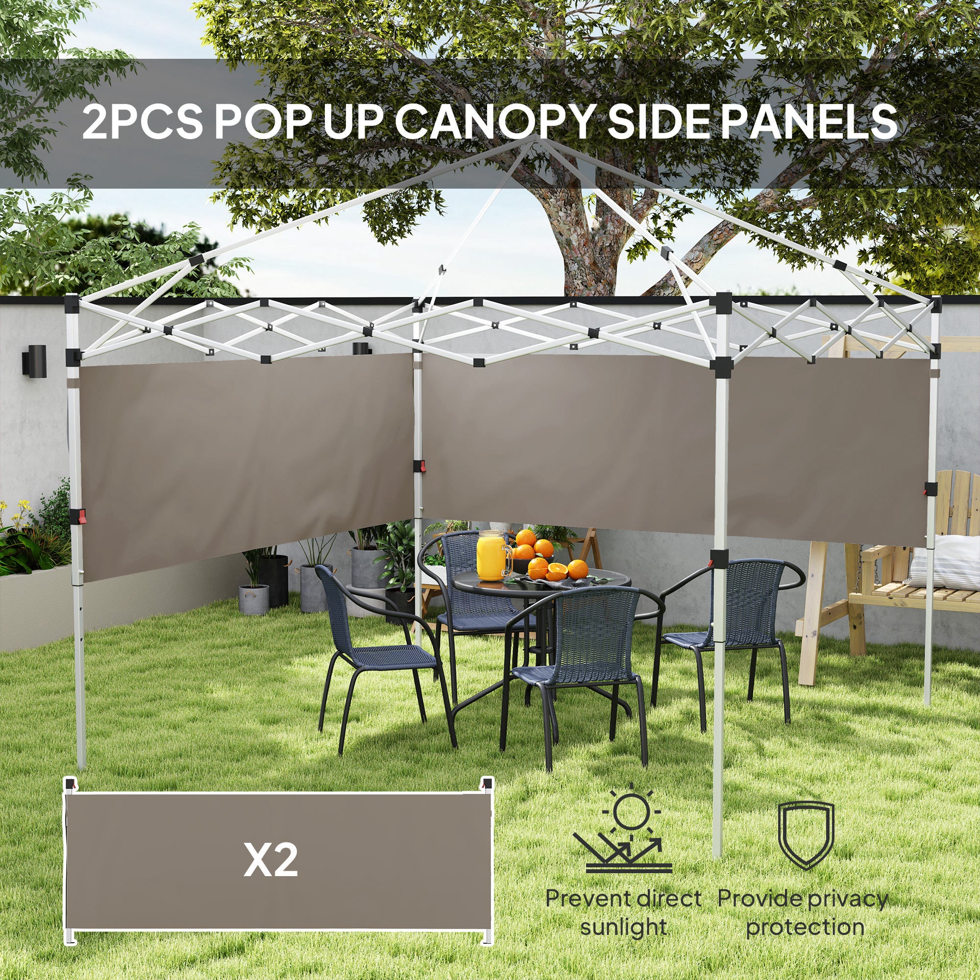 Canopy Sidewalls for 10' x 10' or 10' x 20' Pop up Canopy, 2 PCS Canopy Half Walls Only, Grey Gazebo Sidewalls at Gallery Canada