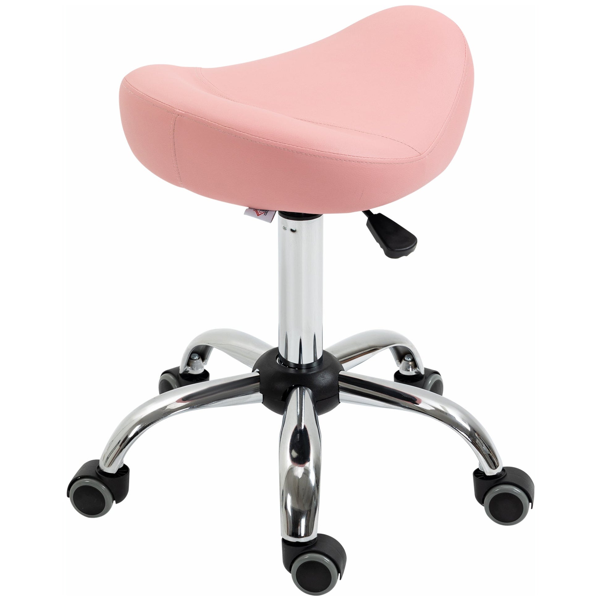 Saddle Stool, Height Adjustable Rolling Salon Chair with PU Leather for Massage, Spa, Clinic, Beauty and Tattoo, Pink Salon Stools Pink  at Gallery Canada