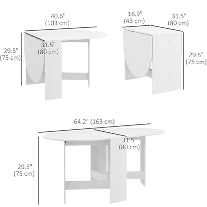 Folding Dining Table, Oval Drop Leaf Kitchen Table for Small Spaces, Distressed White Bar Tables & Dining Tables   at Gallery Canada