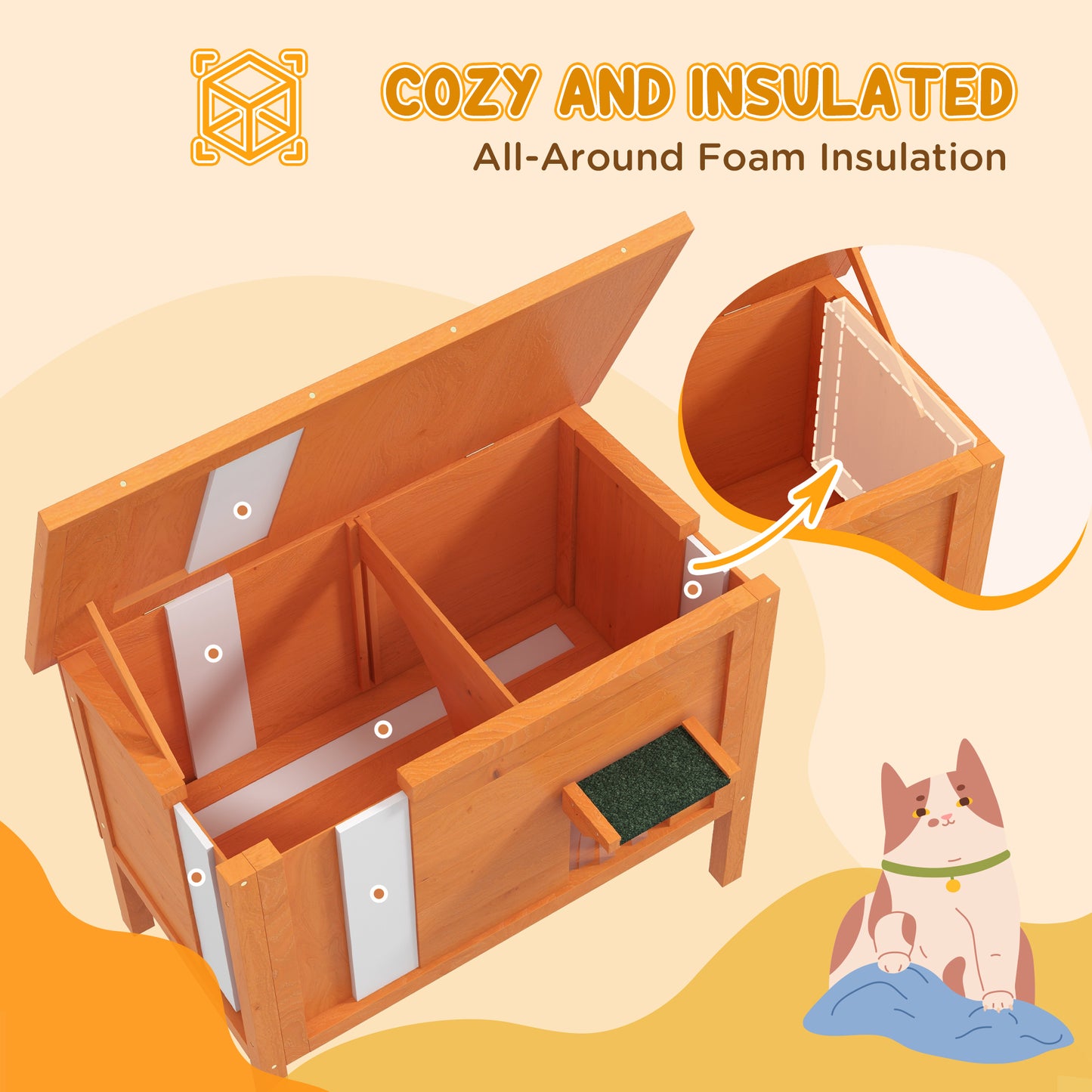 Outdoor Insulated Cat House with Asphalt Roof, Removable Floor, for Cats, Small Animals Cat Houses   at Gallery Canada