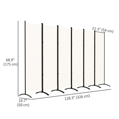 6 Panel Folding Room Divider, UV30+ Privacy Screen, Indoor Outdoor Privacy Panel with Stable Base, Beige Side Awnings at Gallery Canada