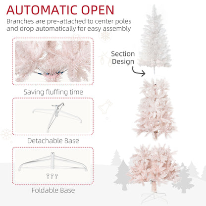 5ft Pencil Artificial Christmas Tree with Pine Realistic Branches, Auto Open, Pink and White Pencil Christmas Trees   at Gallery Canada